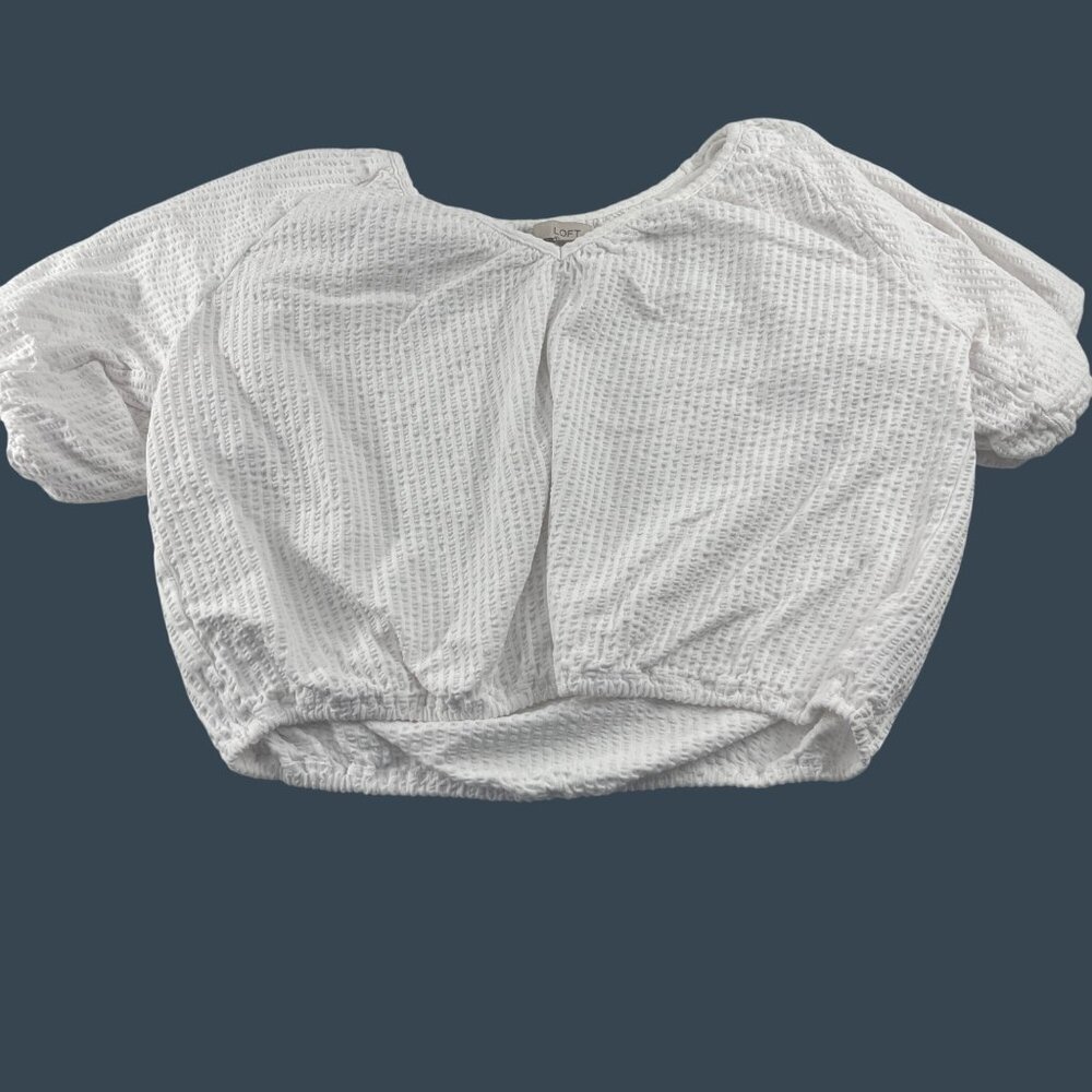 Loft Womens Textured‎ White Crop Top XL Cotton